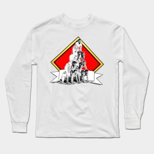 Sport at stadium performace human pyramid with young athletes Long Sleeve T-Shirt